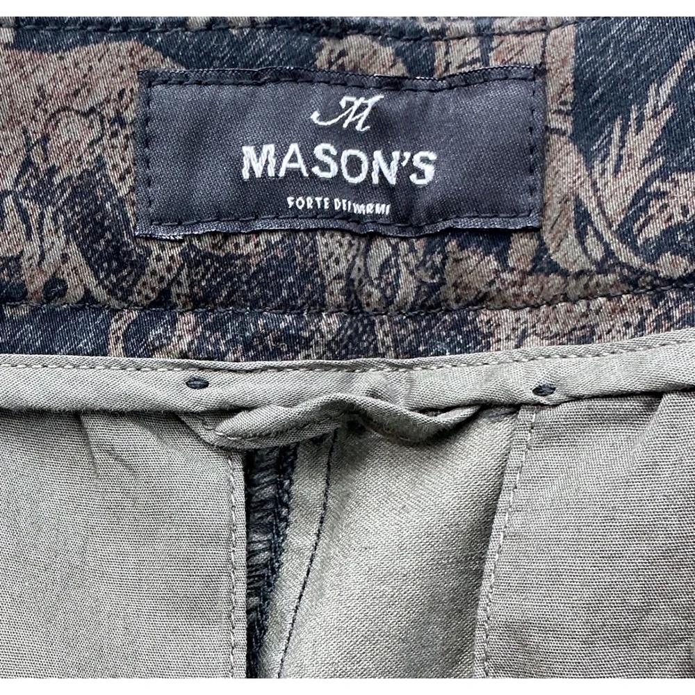 Masons New York Slim‎ Jacquard Brocade Jungle Animal Print Pants Safari Italian